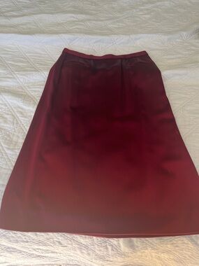 Vintage 90s Donna Karan Burgundy Satin A-Line Skirt